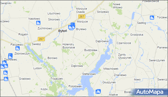 mapa Budzisław gmina Bytoń, Budzisław gmina Bytoń na mapie Targeo
