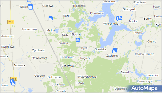 mapa Bycz gmina Piotrków Kujawski, Bycz gmina Piotrków Kujawski na mapie Targeo