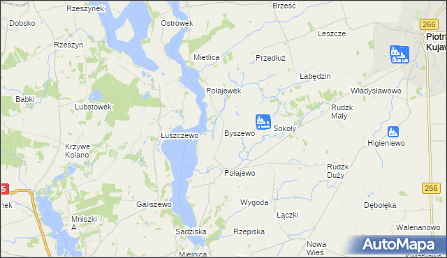 mapa Byszewo gmina Piotrków Kujawski, Byszewo gmina Piotrków Kujawski na mapie Targeo
