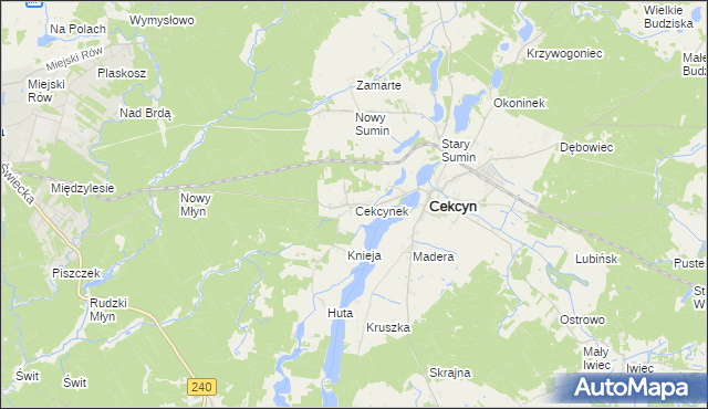 mapa Cekcynek, Cekcynek na mapie Targeo