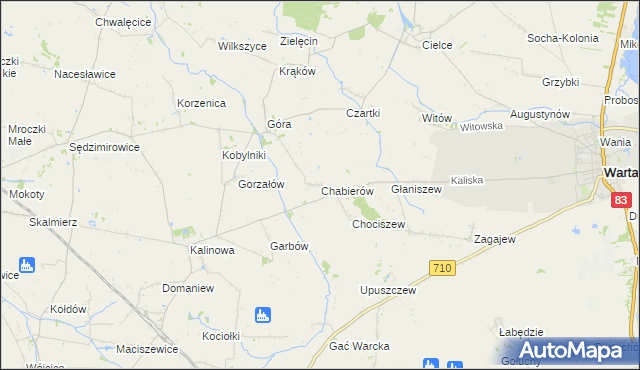 mapa Chabierów, Chabierów na mapie Targeo