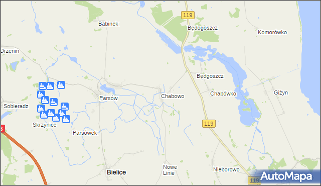 mapa Chabowo, Chabowo na mapie Targeo