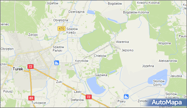 mapa Chlebów gmina Turek, Chlebów gmina Turek na mapie Targeo