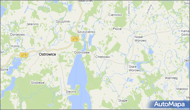 mapa Chlebowo gmina Ostrowice, Chlebowo gmina Ostrowice na mapie Targeo