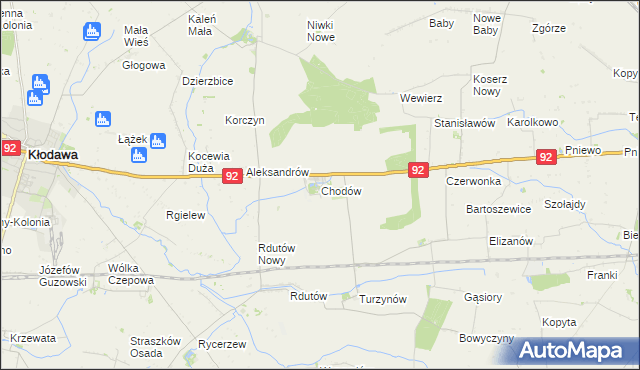 mapa Chodów powiat kolski, Chodów powiat kolski na mapie Targeo