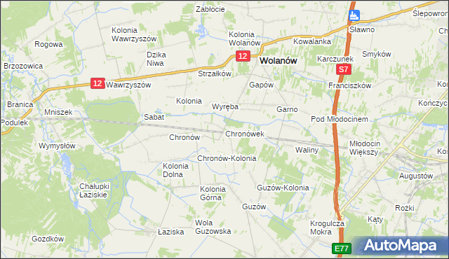 mapa Chronówek, Chronówek na mapie Targeo