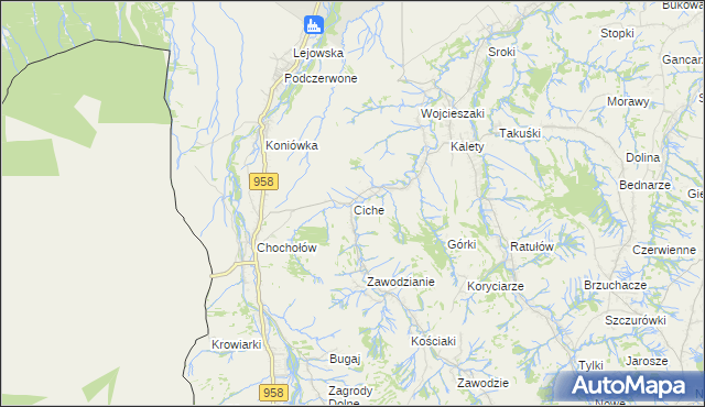 mapa Ciche gmina Czarny Dunajec, Ciche gmina Czarny Dunajec na mapie Targeo