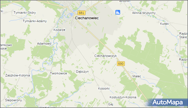 mapa Ciechanowczyk, Ciechanowczyk na mapie Targeo