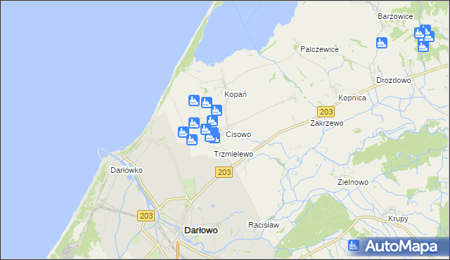 mapa Cisowo, Cisowo na mapie Targeo