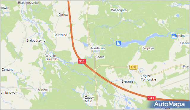 mapa Czacz gmina Świeszyno, Czacz gmina Świeszyno na mapie Targeo