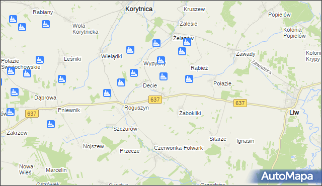 mapa Czaple gmina Korytnica, Czaple gmina Korytnica na mapie Targeo