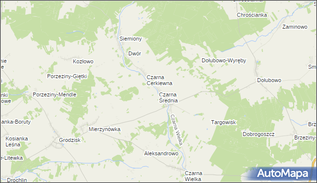 mapa Czarna Średnia, Czarna Średnia na mapie Targeo