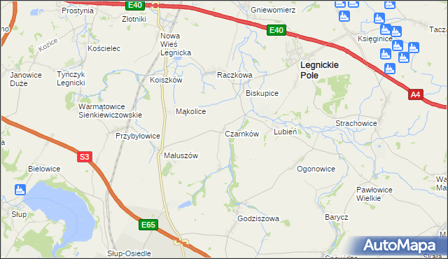 mapa Czarnków gmina Legnickie Pole, Czarnków gmina Legnickie Pole na mapie Targeo