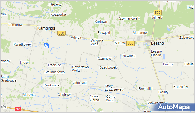 mapa Czarnów gmina Leszno, Czarnów gmina Leszno na mapie Targeo