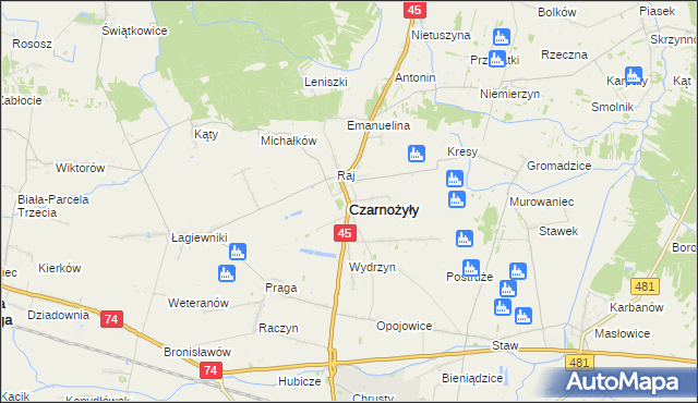 mapa Czarnożyły, Czarnożyły na mapie Targeo