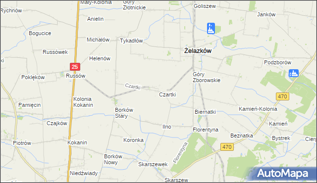 mapa Czartki gmina Żelazków, Czartki gmina Żelazków na mapie Targeo