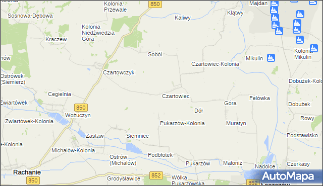 mapa Czartowiec gmina Tyszowce, Czartowiec gmina Tyszowce na mapie Targeo