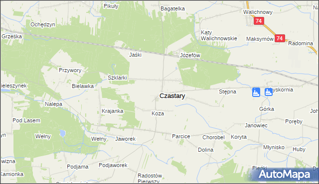 mapa Czastary, Czastary na mapie Targeo