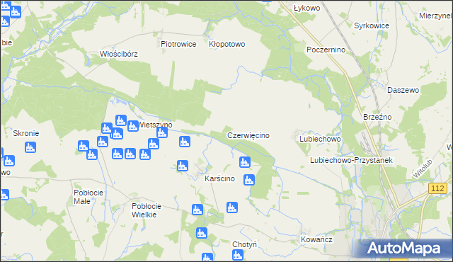 mapa Czerwięcino, Czerwięcino na mapie Targeo