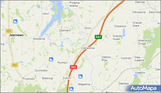 mapa Czerwonka gmina Szypliszki, Czerwonka gmina Szypliszki na mapie Targeo