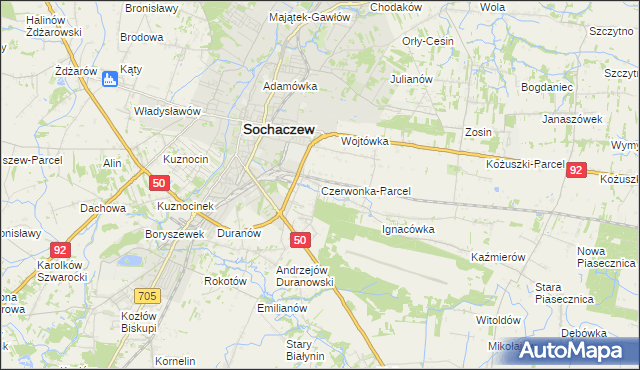 mapa Czerwonka-Parcel, Czerwonka-Parcel na mapie Targeo