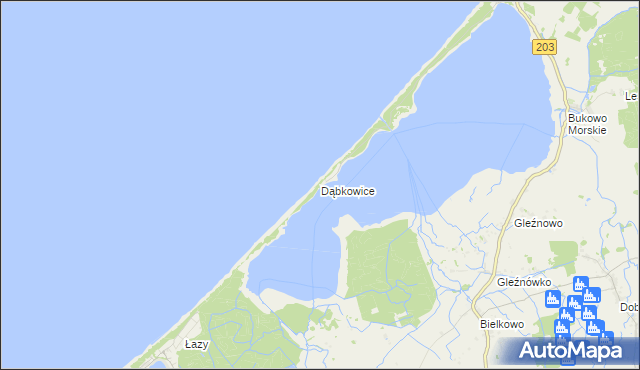 mapa Dąbkowice gmina Darłowo, Dąbkowice gmina Darłowo na mapie Targeo