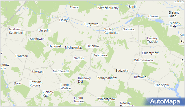 mapa Dąbrówka gmina Adamów, Dąbrówka gmina Adamów na mapie Targeo