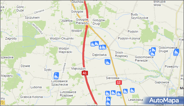 mapa Dąbrówka gmina Moszczenica, Dąbrówka gmina Moszczenica na mapie Targeo