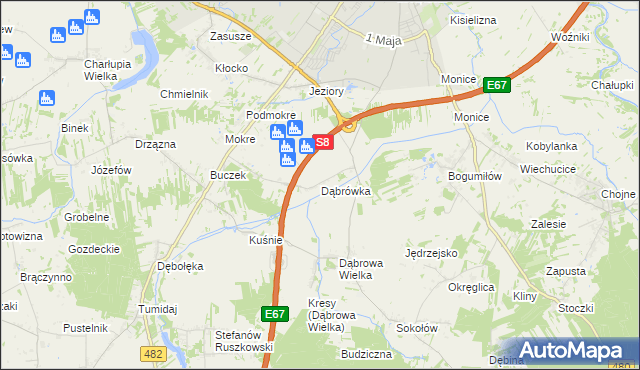 mapa Dąbrówka gmina Sieradz, Dąbrówka gmina Sieradz na mapie Targeo