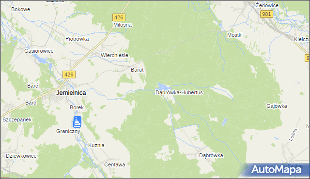 mapa Dąbrówka-Hubertus, Dąbrówka-Hubertus na mapie Targeo