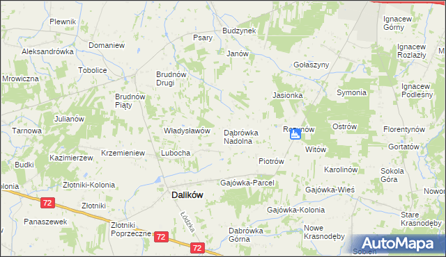 mapa Dąbrówka Nadolna, Dąbrówka Nadolna na mapie Targeo