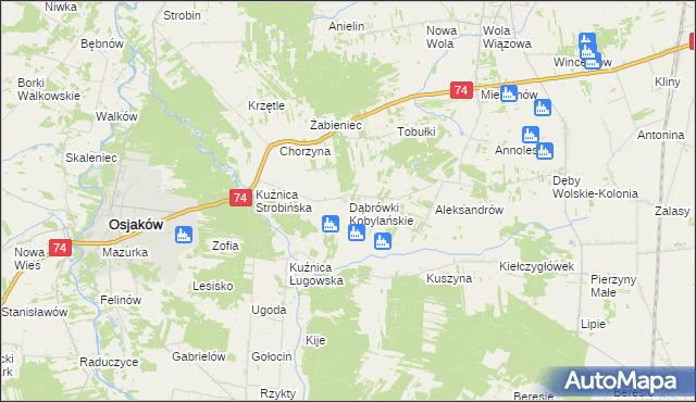 mapa Dąbrówki Kobylańskie, Dąbrówki Kobylańskie na mapie Targeo