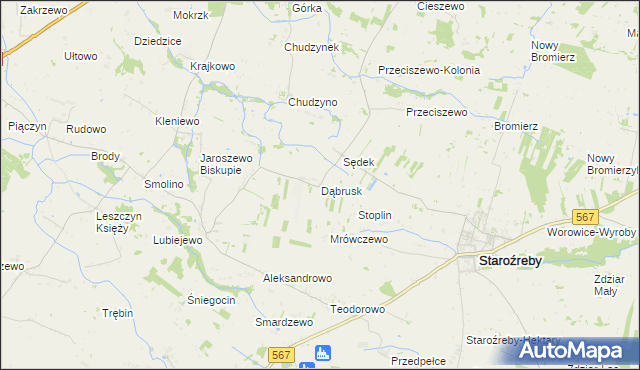 mapa Dąbrusk, Dąbrusk na mapie Targeo