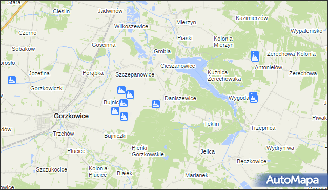 mapa Daniszewice, Daniszewice na mapie Targeo