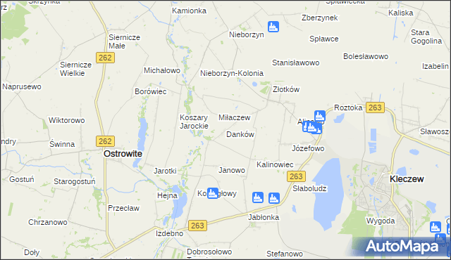 mapa Danków gmina Kleczew, Danków gmina Kleczew na mapie Targeo