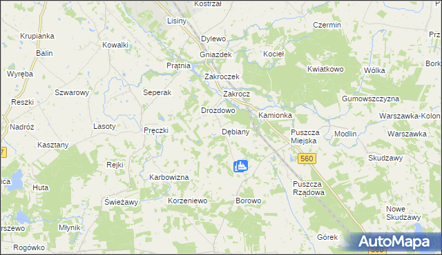 mapa Dębiany gmina Rypin, Dębiany gmina Rypin na mapie Targeo