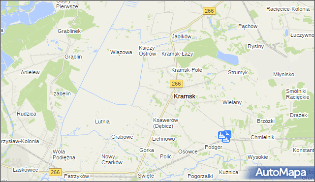 mapa Dębicz gmina Kramsk, Dębicz gmina Kramsk na mapie Targeo