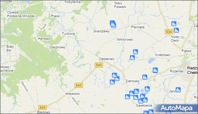 mapa Dębieniec, Dębieniec na mapie Targeo