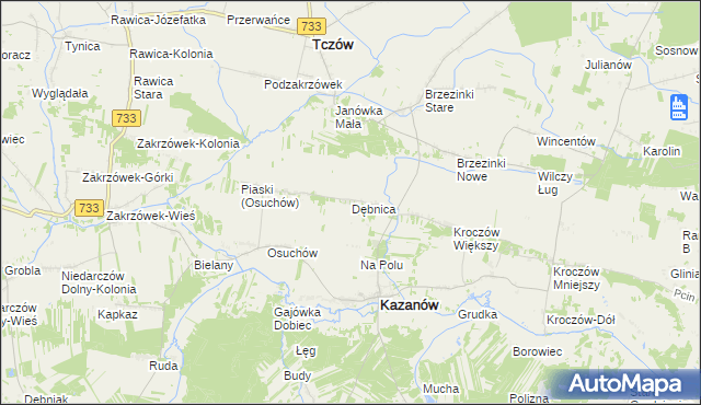 mapa Dębnica gmina Kazanów, Dębnica gmina Kazanów na mapie Targeo