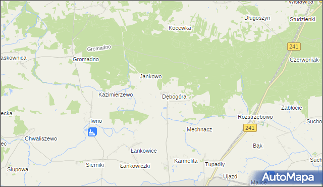 mapa Dębogóra gmina Kcynia, Dębogóra gmina Kcynia na mapie Targeo