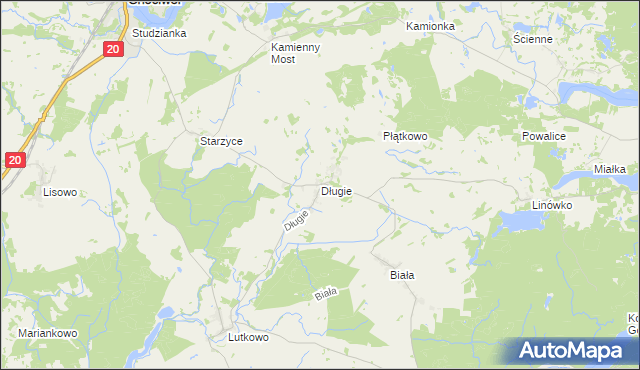 mapa Długie gmina Chociwel, Długie gmina Chociwel na mapie Targeo