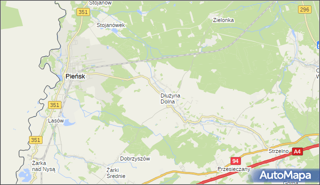 mapa Dłużyna Dolna, Dłużyna Dolna na mapie Targeo