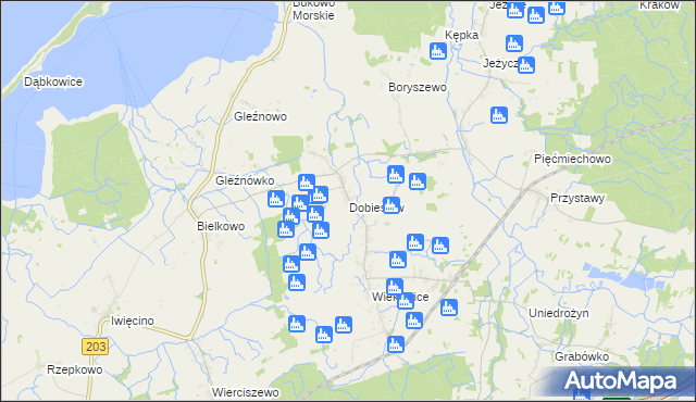 mapa Dobiesław gmina Darłowo, Dobiesław gmina Darłowo na mapie Targeo