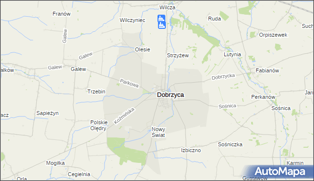 mapa Dobrzyca powiat pleszewski, Dobrzyca powiat pleszewski na mapie Targeo
