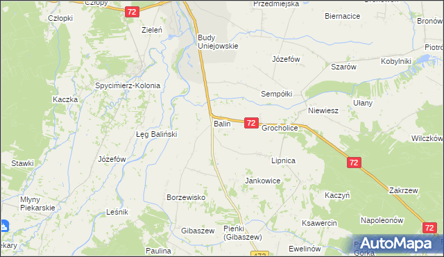 mapa Dominikowice gmina Poddębice, Dominikowice gmina Poddębice na mapie Targeo