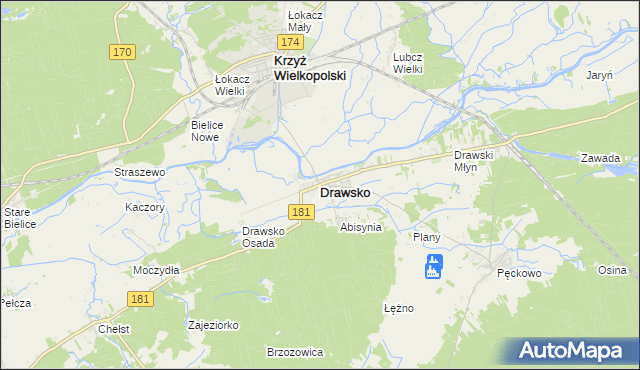 mapa Drawsko, Drawsko na mapie Targeo