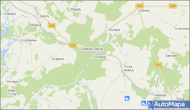 mapa Drzazgi gmina Działdowo, Drzazgi gmina Działdowo na mapie Targeo