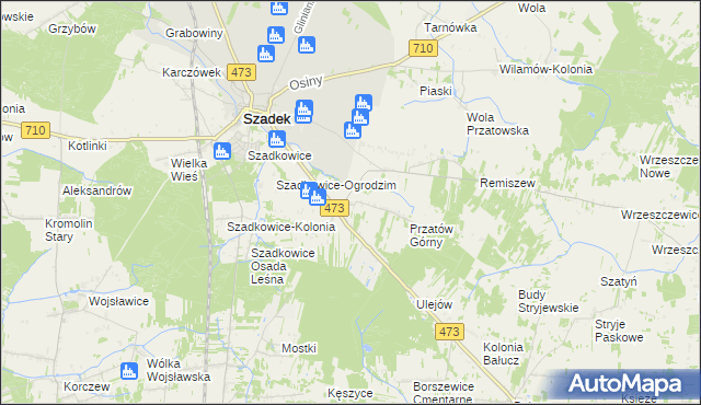 mapa Dziadkowice gmina Szadek, Dziadkowice gmina Szadek na mapie Targeo