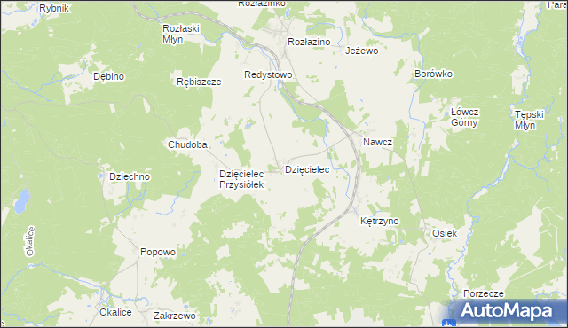 mapa Dzięcielec, Dzięcielec na mapie Targeo