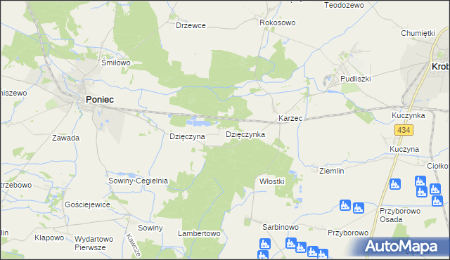 mapa Dzięczynka, Dzięczynka na mapie Targeo